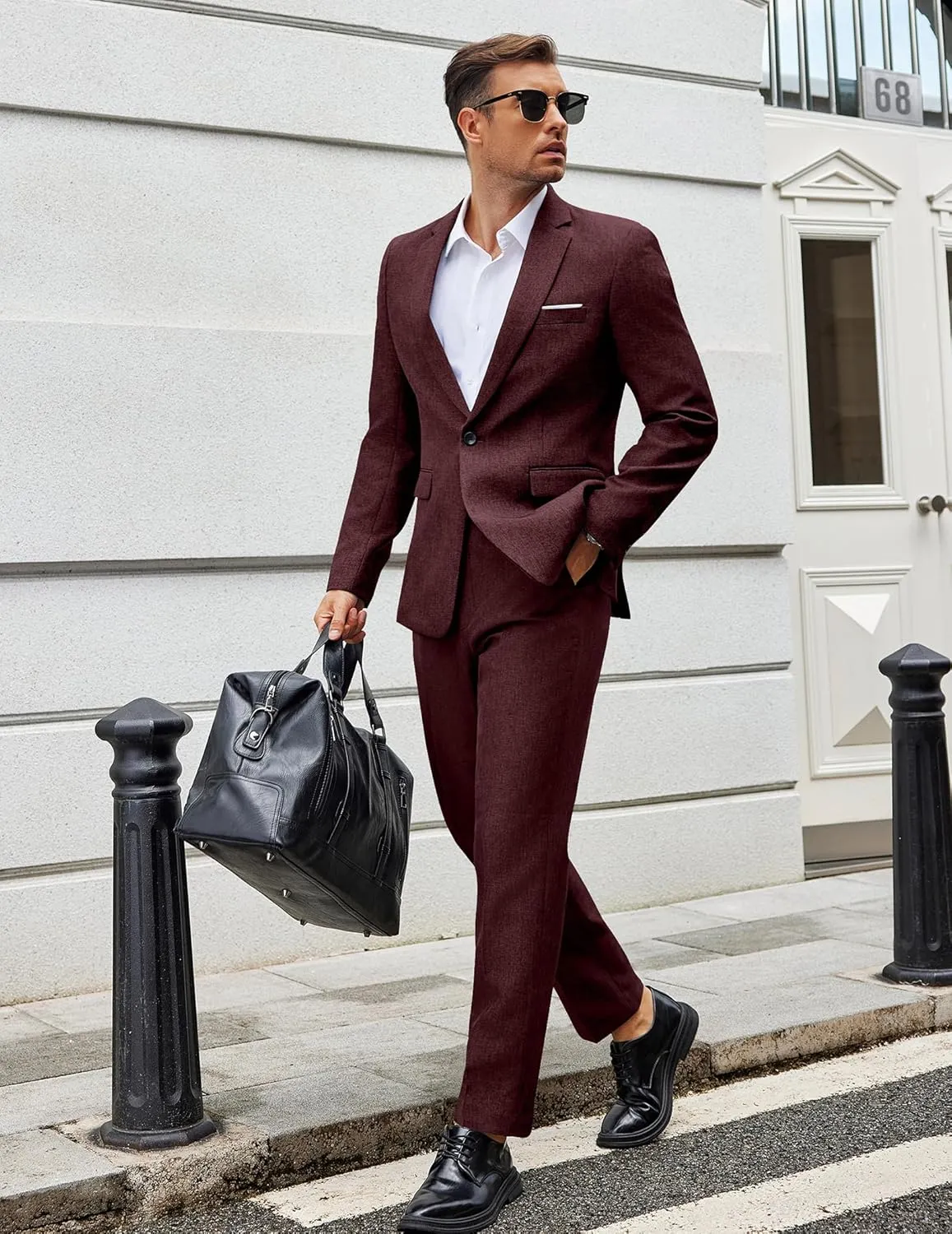 COOFANDY Men Suits Classic Fit 2 Piece Suit Set One Button Casual Blazer Wedding Bussiness Suit Separates
