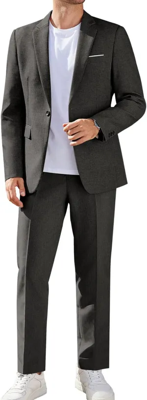 COOFANDY Men Suits Classic Fit 2 Piece Suit Set One Button Casual Blazer Wedding Bussiness Suit Separates