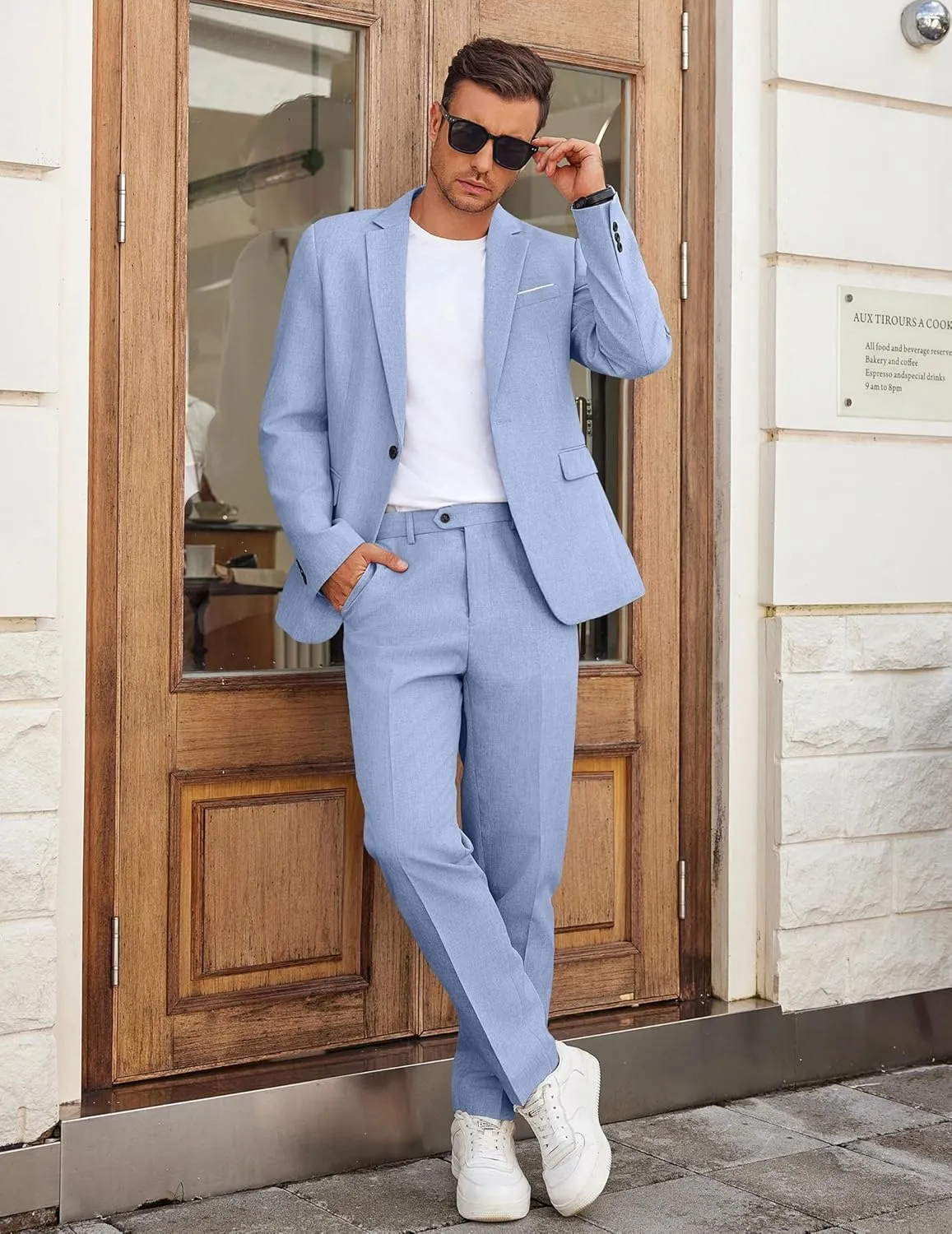 COOFANDY Men Suits Classic Fit 2 Piece Suit Set One Button Casual Blazer Wedding Bussiness Suit Separates
