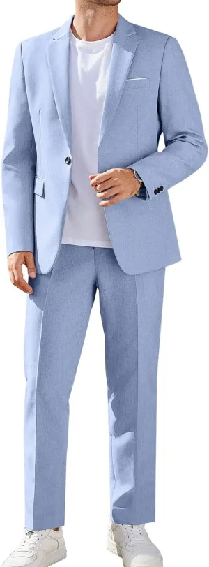 COOFANDY Men Suits Classic Fit 2 Piece Suit Set One Button Casual Blazer Wedding Bussiness Suit Separates