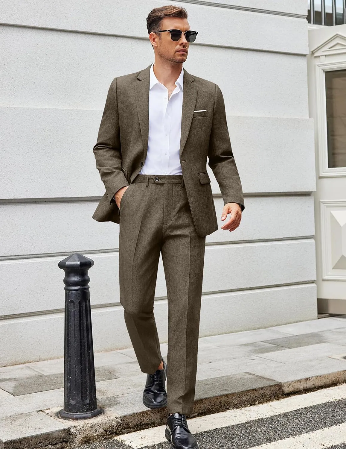 COOFANDY Men Suits Classic Fit 2 Piece Suit Set One Button Casual Blazer Wedding Bussiness Suit Separates