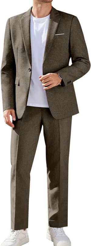 COOFANDY Men Suits Classic Fit 2 Piece Suit Set One Button Casual Blazer Wedding Bussiness Suit Separates