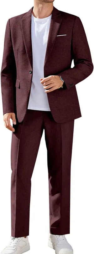 COOFANDY Men Suits Classic Fit 2 Piece Suit Set One Button Casual Blazer Wedding Bussiness Suit Separates