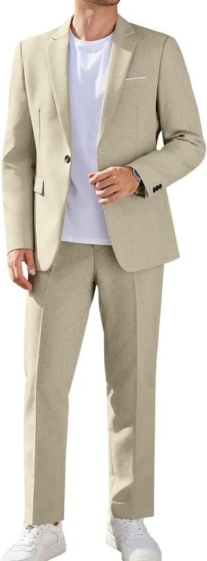 COOFANDY Men Suits Classic Fit 2 Piece Suit Set One Button Casual Blazer Wedding Bussiness Suit Separates