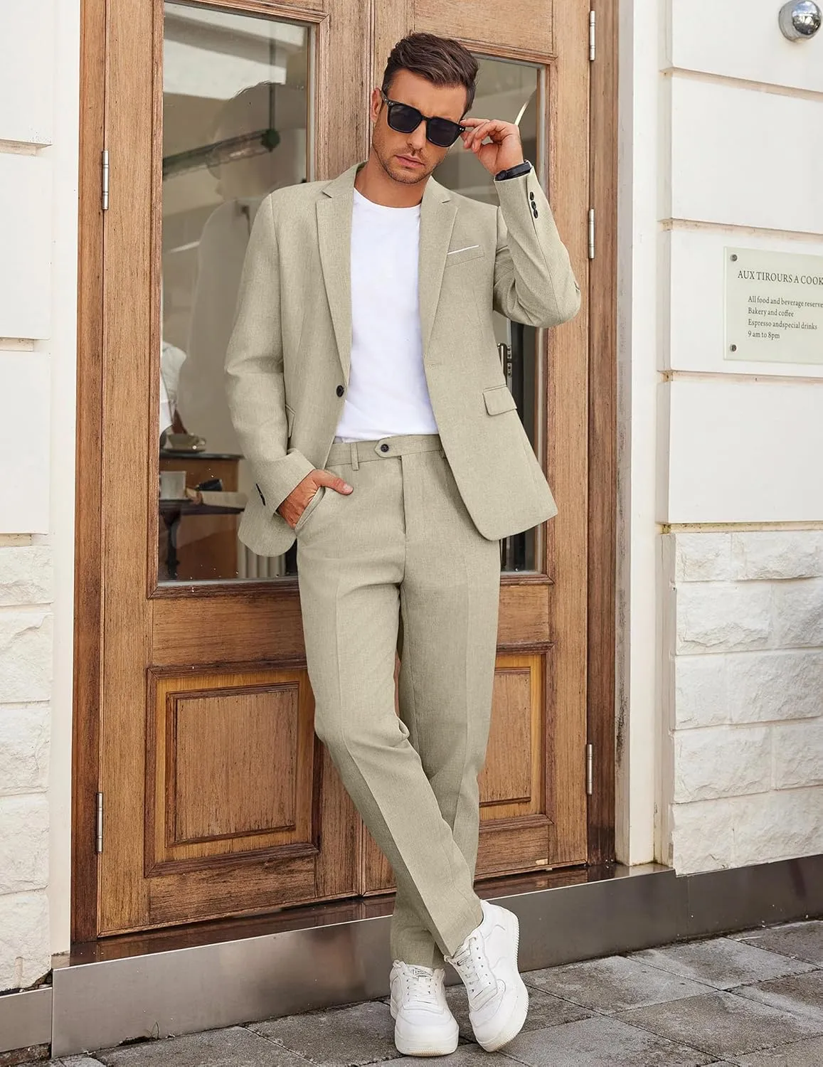 COOFANDY Men Suits Classic Fit 2 Piece Suit Set One Button Casual Blazer Wedding Bussiness Suit Separates