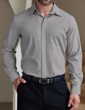 COOFANDY Men's Formal Dress Shirt Hidden Button Front Wrinkle Free Shirt Regular Fit Stretch Business Casual Shirts