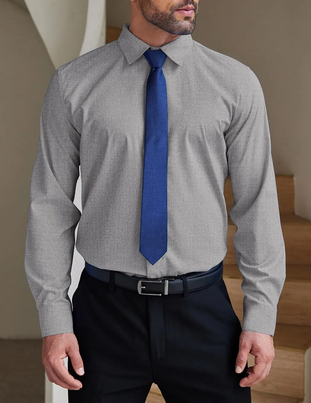 COOFANDY Men's Formal Dress Shirt Hidden Button Front Wrinkle Free Shirt Regular Fit Stretch Business Casual Shirts