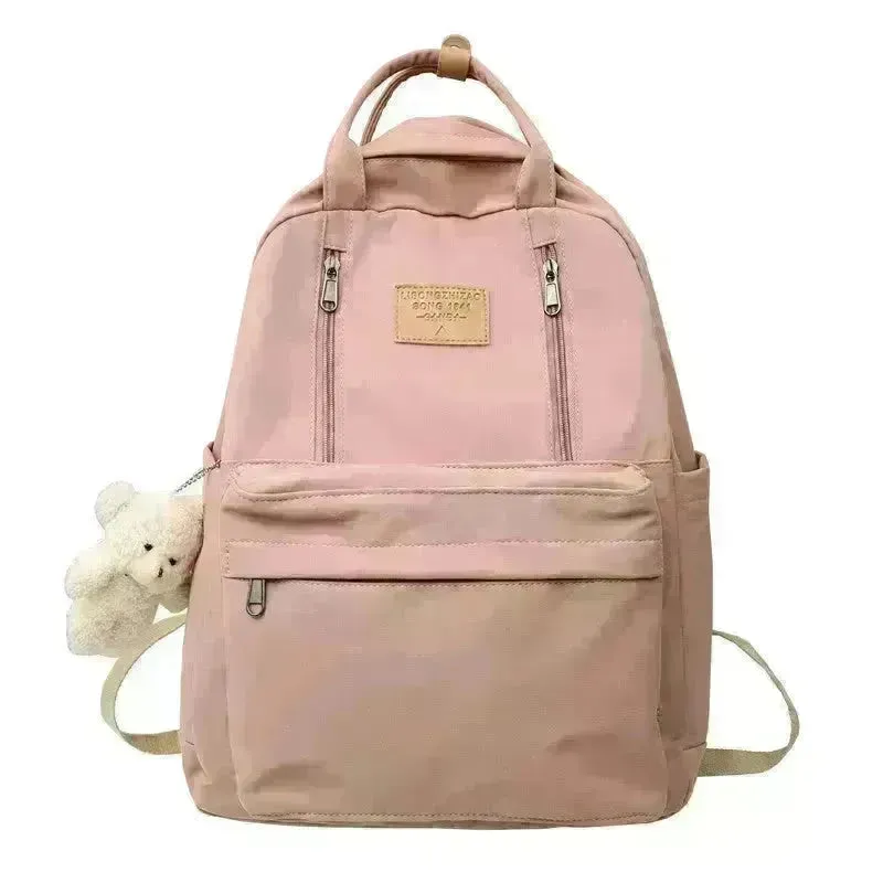 Cool Canvas Backpacks School Bag Double Zipper Bookbag