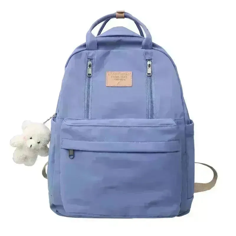 Cool Canvas Backpacks School Bag Double Zipper Bookbag