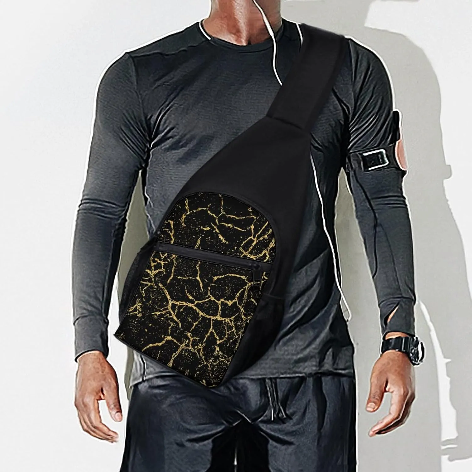 Cool Green Camo Army Camouflage Art Large Capacity Portable Chest Bag, Single Shoulder Chest Bag