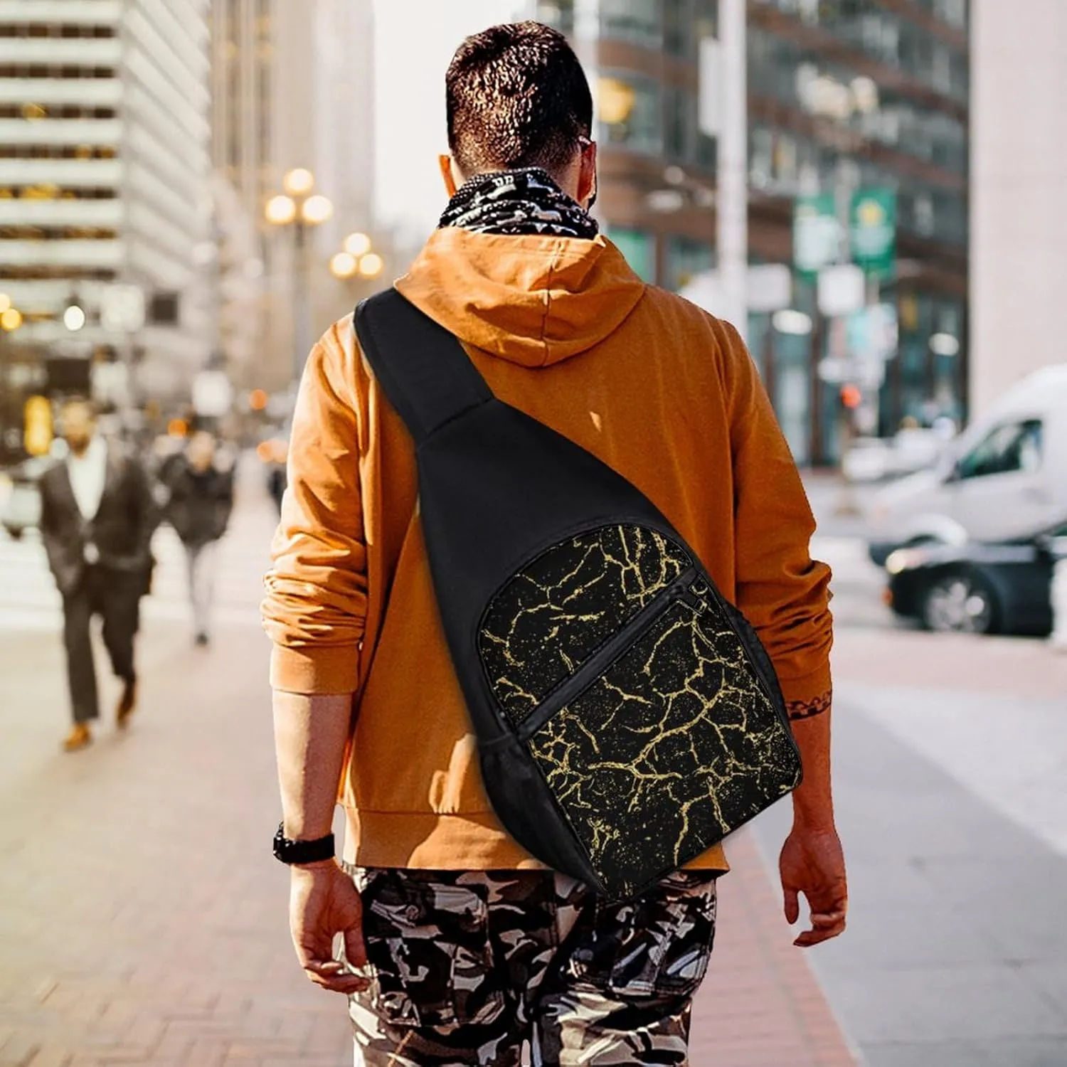 Cool Green Camo Army Camouflage Art Large Capacity Portable Chest Bag, Single Shoulder Chest Bag