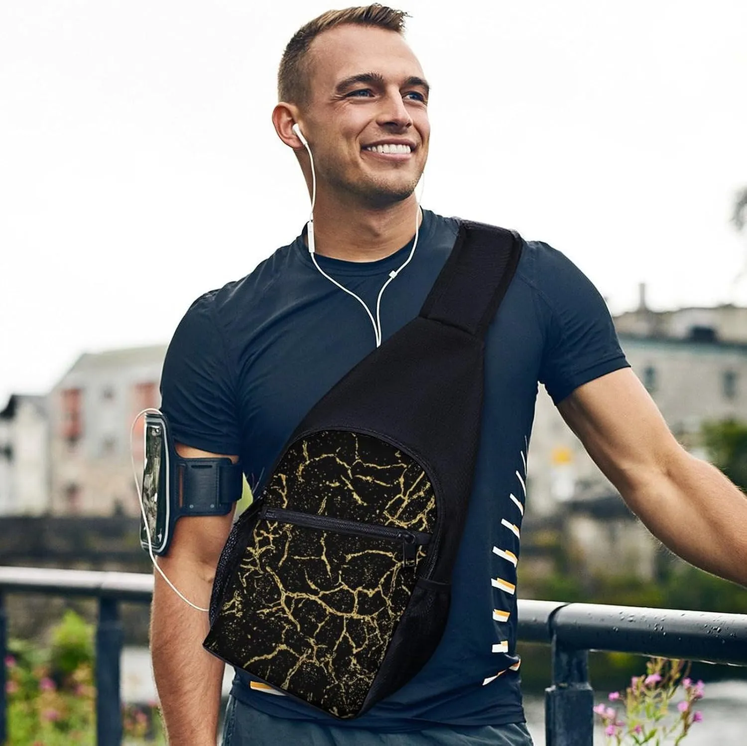 Cool Green Camo Army Camouflage Art Large Capacity Portable Chest Bag, Single Shoulder Chest Bag