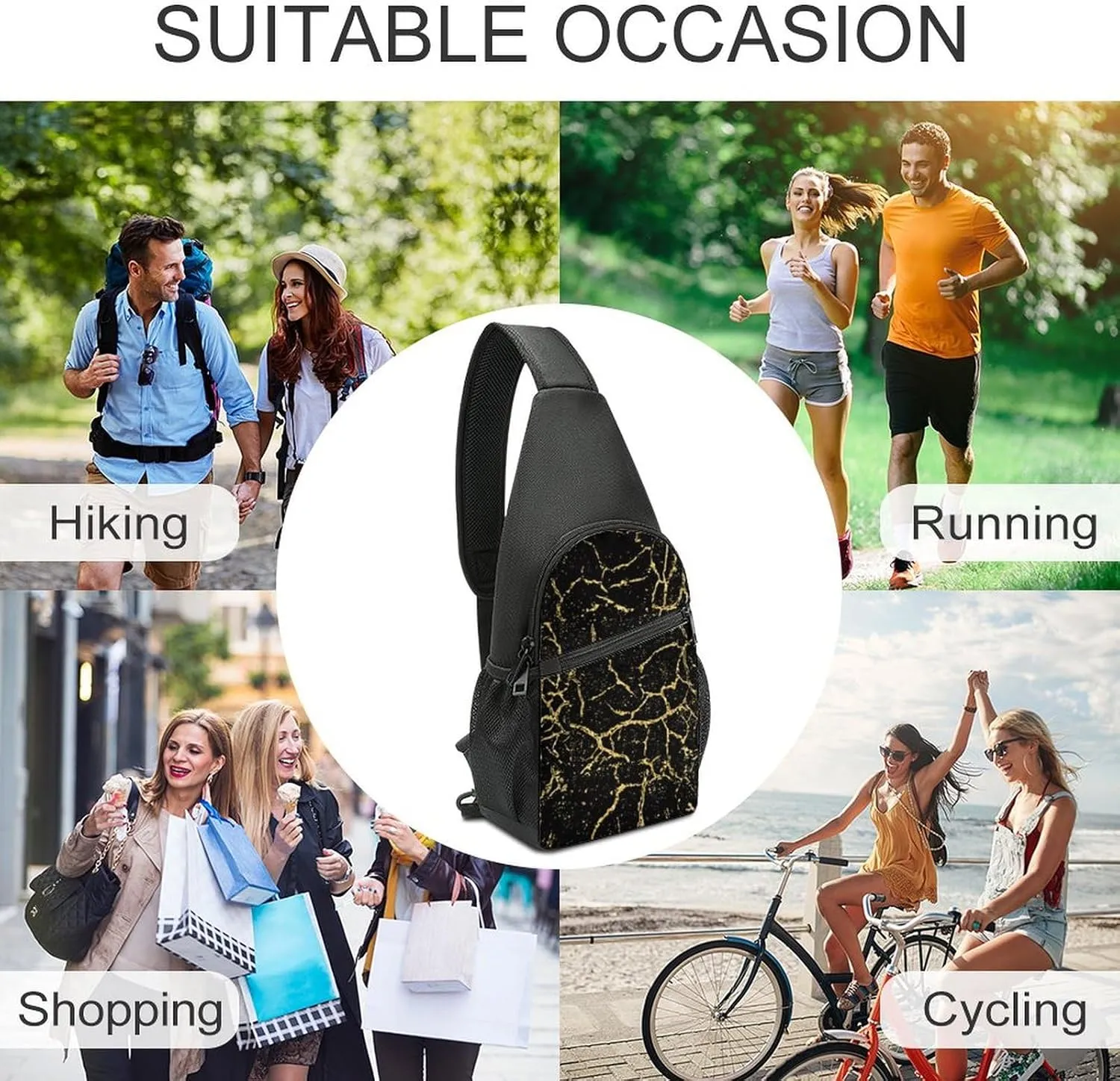 Cool Green Camo Army Camouflage Art Large Capacity Portable Chest Bag, Single Shoulder Chest Bag
