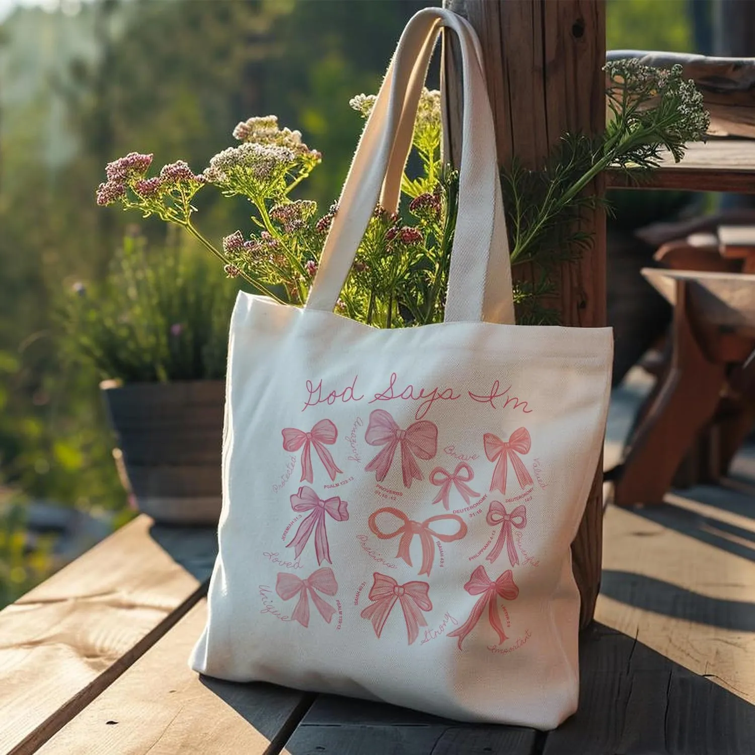 Coquette Bows Canvas Tote Bag, Shoulder Bag For Women, Reusable Tote Bag