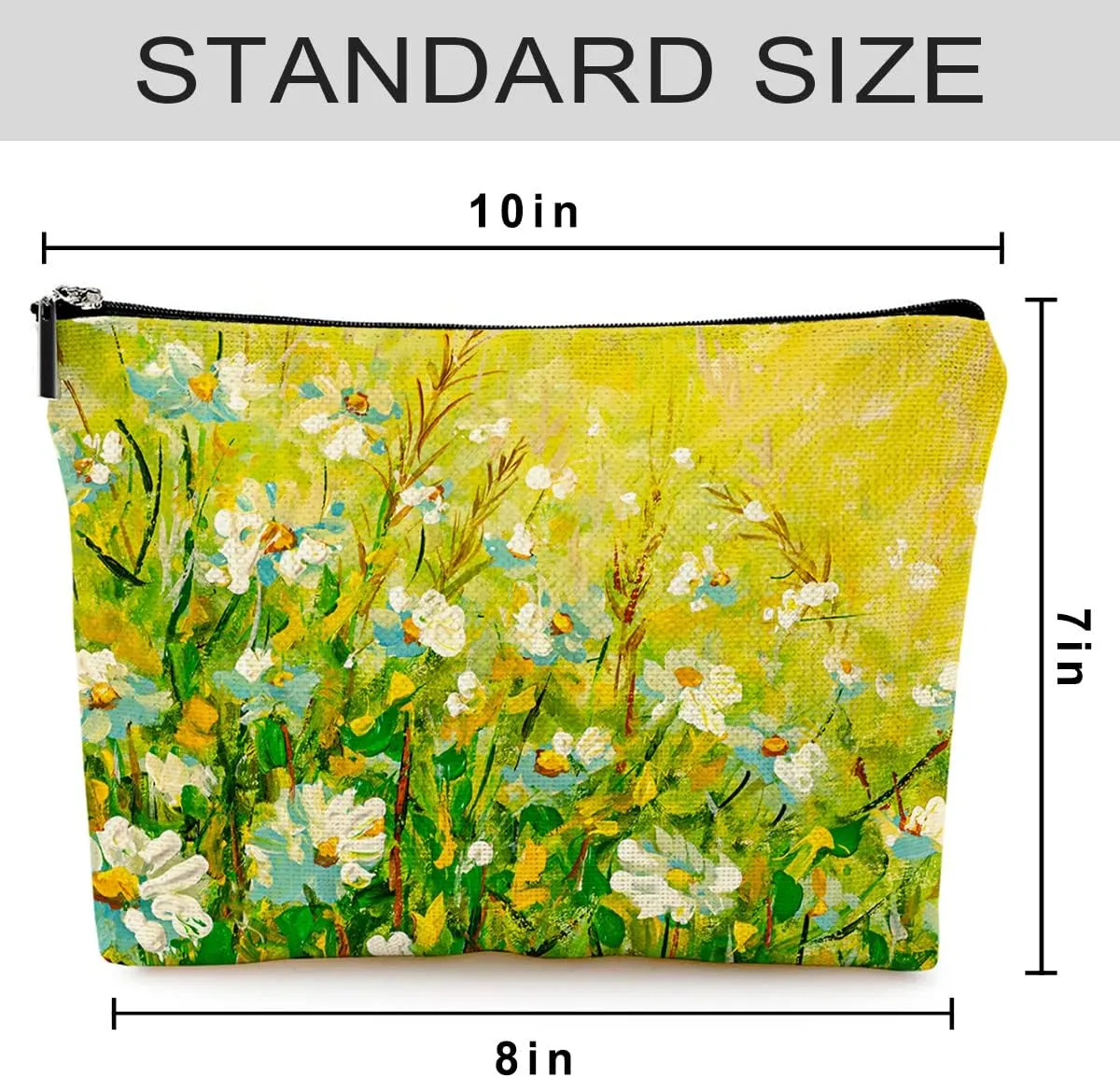 Cosmetic Bags for Women Cute Makeup Bag for Purse Canvas Travel Toiletry Bag Funny Zipper Pouch-Daisy Oil Painting Makeup Bags