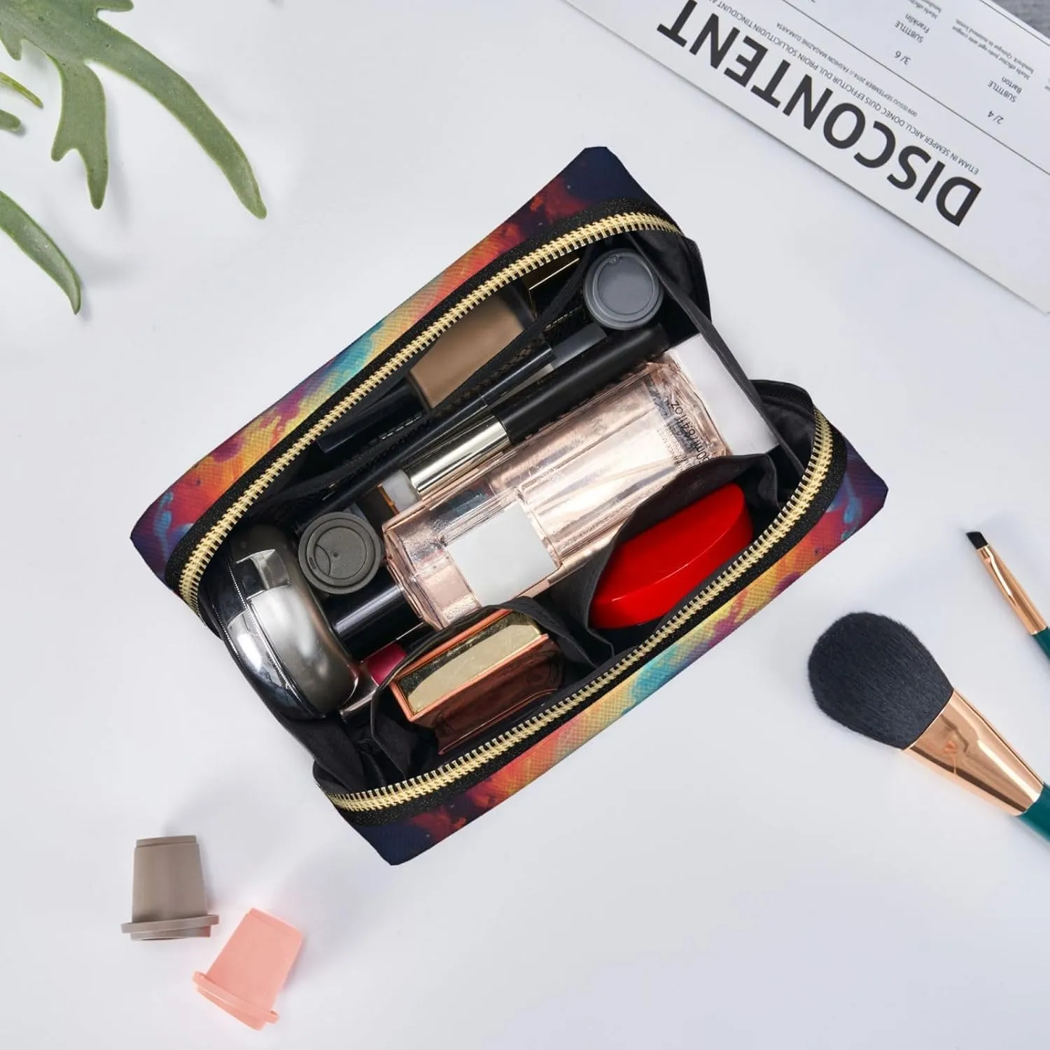 Cosmic Canvas Printed Small Makeup Bag,Travel Cosmetic Bag Purse with Zipper,Water-resistant Makeup Organizer Bag for Women