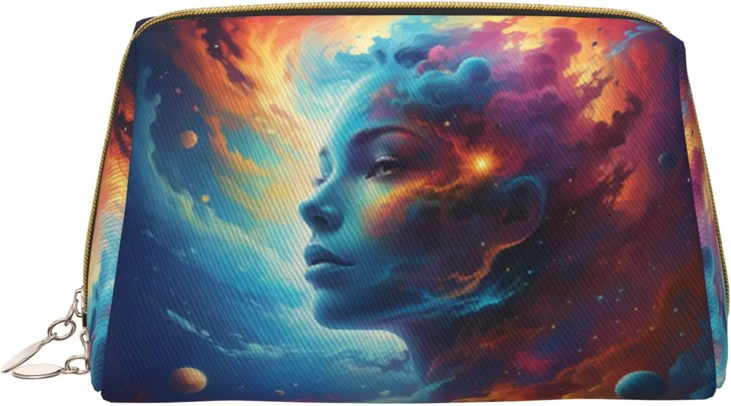 Cosmic Canvas Printed Small Makeup Bag,Travel Cosmetic Bag Purse with Zipper,Water-resistant Makeup Organizer Bag for Women
