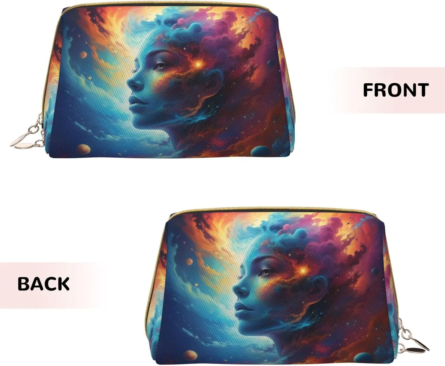 Cosmic Canvas Printed Small Makeup Bag,Travel Cosmetic Bag Purse with Zipper,Water-resistant Makeup Organizer Bag for Women