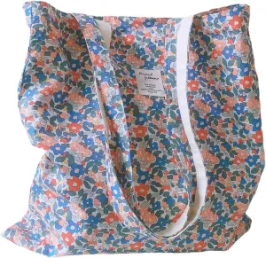 Cotton Canvas Tote Bag Reusable Soft Grocery Cloth Bag Floral Shoulder Bag for Beach Travel Shopping