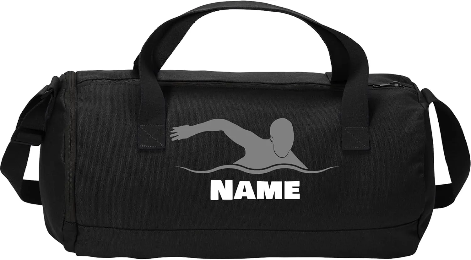 Cotton Sports Duffel Bag with Multiple Different Sport Design Choices (Black, Swimming)