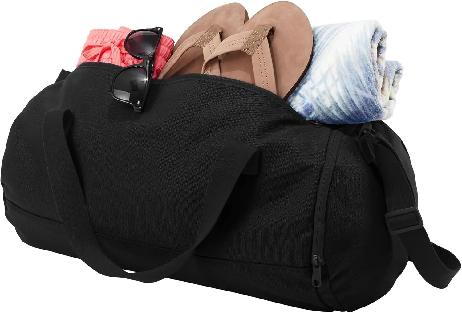 Cotton Sports Duffel Bag with Multiple Different Sport Design Choices (Black, Swimming)
