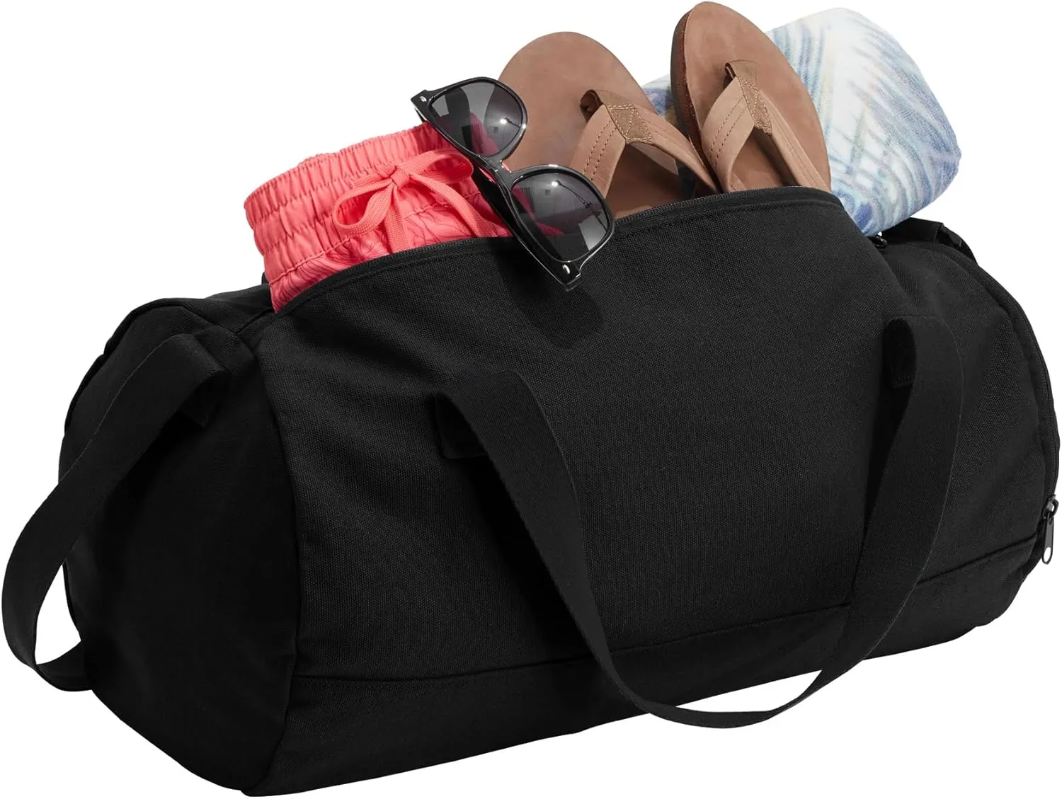 Cotton Sports Duffel Bag with Multiple Different Sport Design Choices (Black, Swimming)