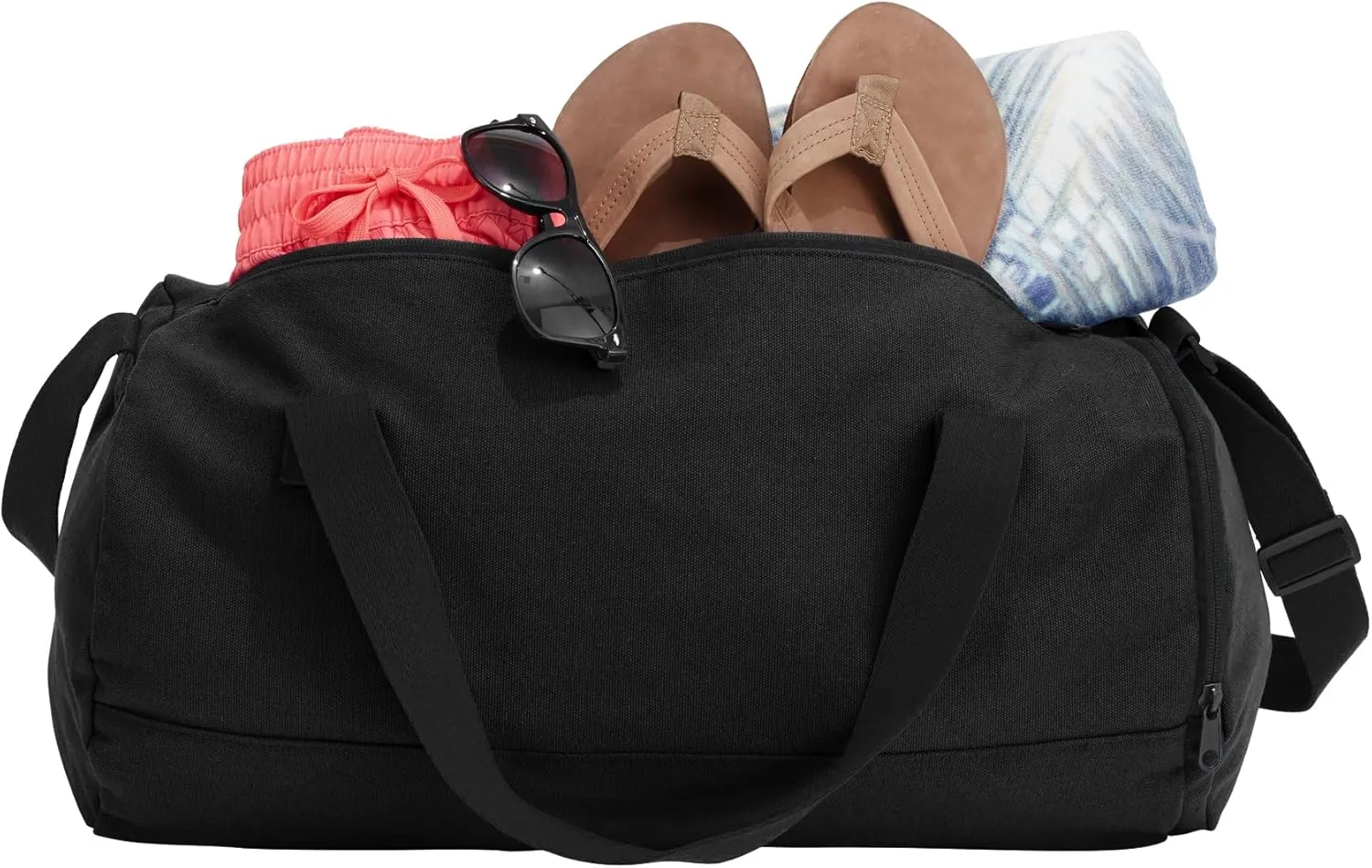 Cotton Sports Duffel Bag with Multiple Different Sport Design Choices (Black, Swimming)