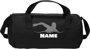 Cotton Sports Duffel Bag with Multiple Different Sport Design Choices (Black, Swimming)
