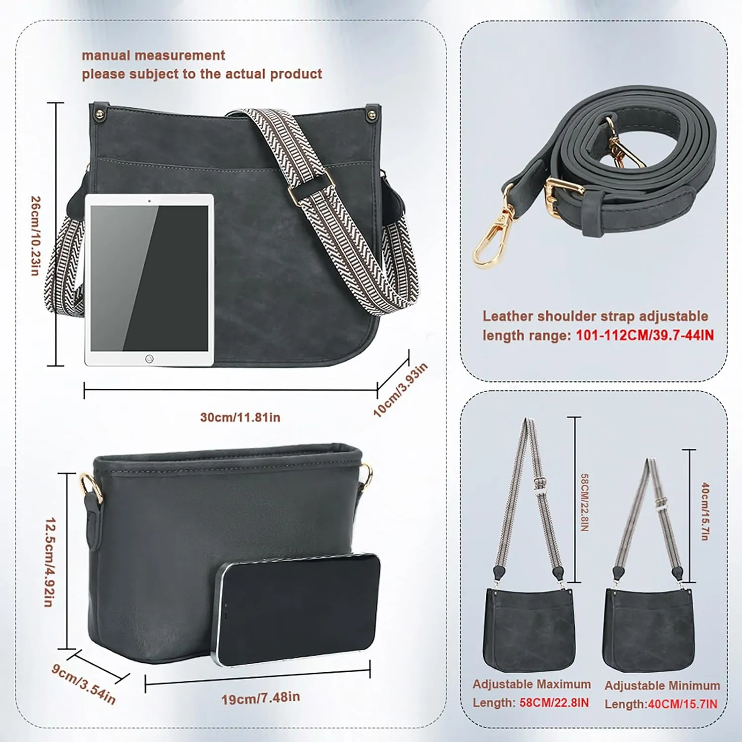 Cottoncode Crossbody Bags for Women, Trendy 2PCS Hobo Handbags Set, Vegan Leather Handbag Purse Set with 2 Adjustable Straps