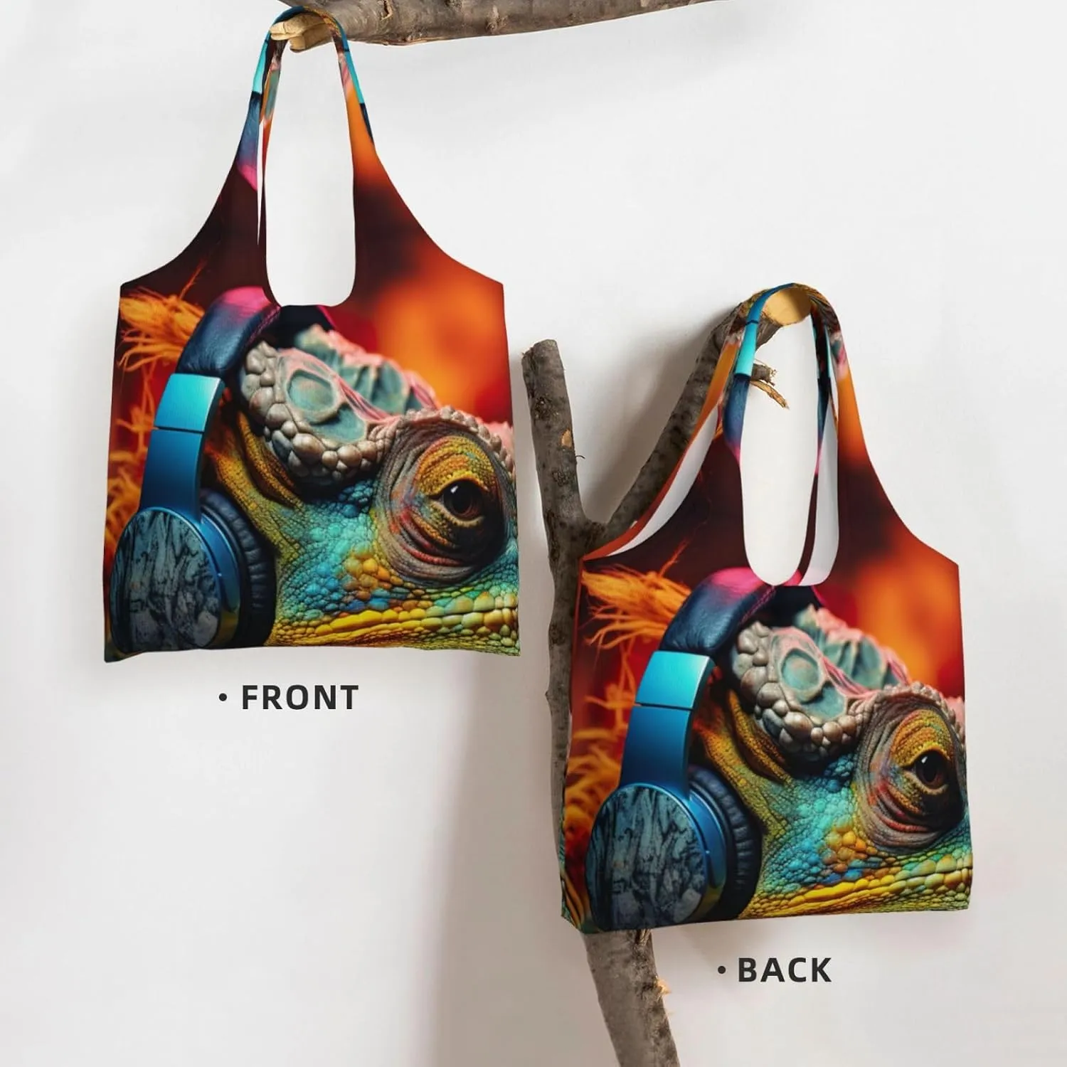 Couple Parrots Olive Canvas Tote Bag Reusable Grocery Bag Canvas Shopping Bag For Mom Grandma