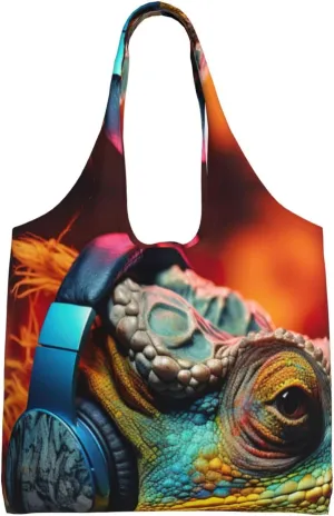 Couple Parrots Olive Canvas Tote Bag Reusable Grocery Bag Canvas Shopping Bag For Mom Grandma