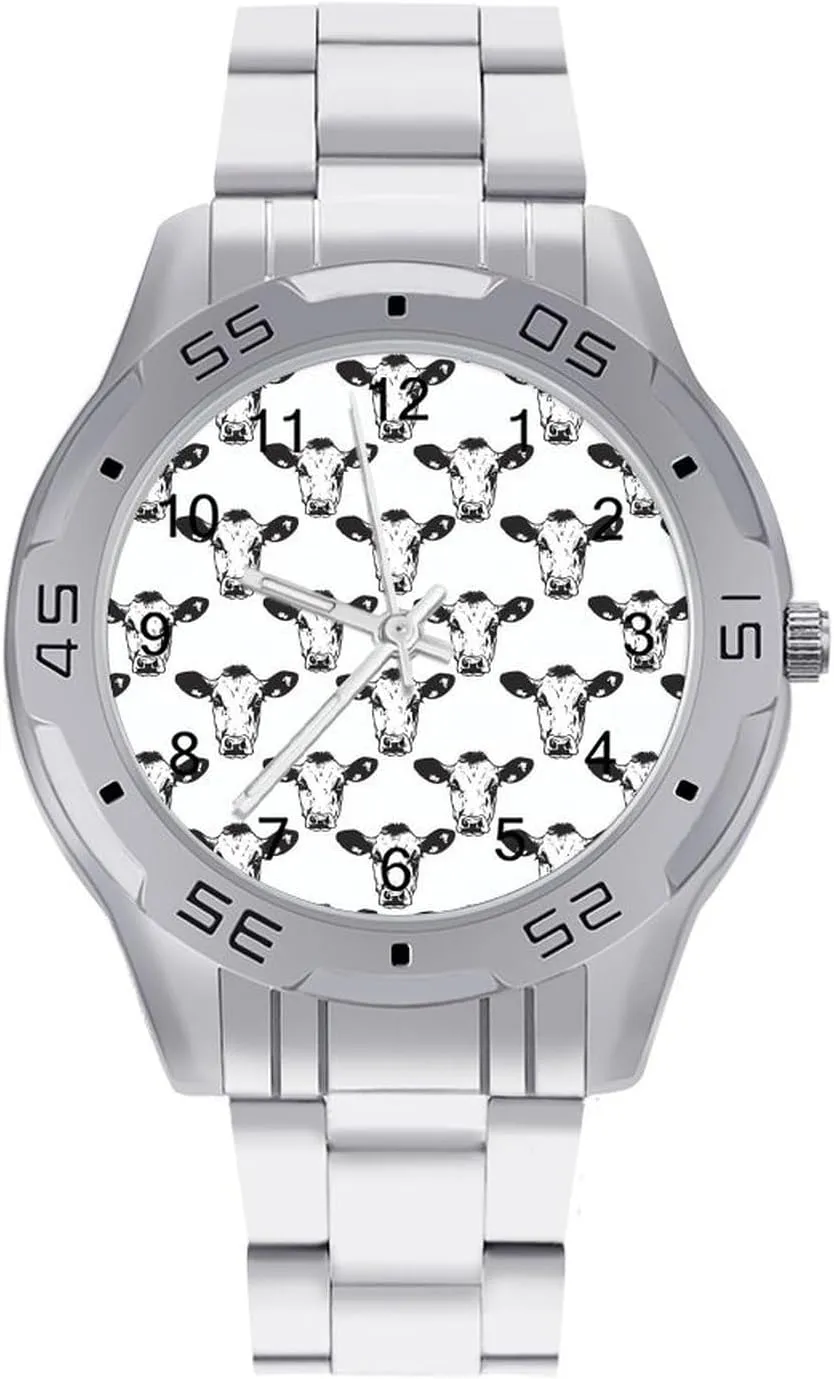 Cow Heads Simple Stainless Steel Band Business Watch Dress Wrist Unique Luxury Work Casual Waterproof Watches