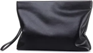 Cowhide Mens Clutch Bag Handbag Soft Leather Zipper Long Wallet Business Envelope Bag Phone Holder Men's Large Capacity Folder Bag (Large)