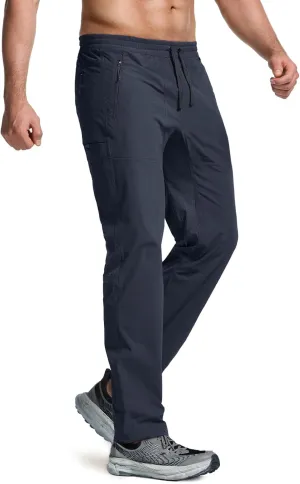 CQR Men's Lightweight Vent Hiking Pants, Water-Resistant & Breathable Sports Outdoor Athletic Pants with Elastic Waist
