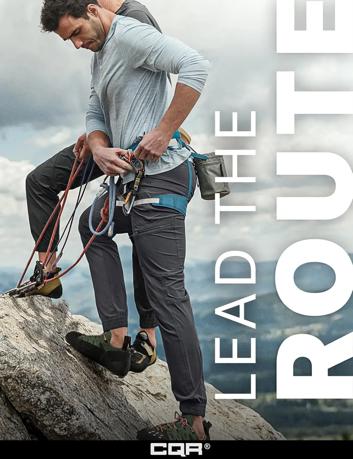 CQR Men's Lightweight Vent Hiking Pants, Water-Resistant & Breathable Sports Outdoor Athletic Pants with Elastic Waist