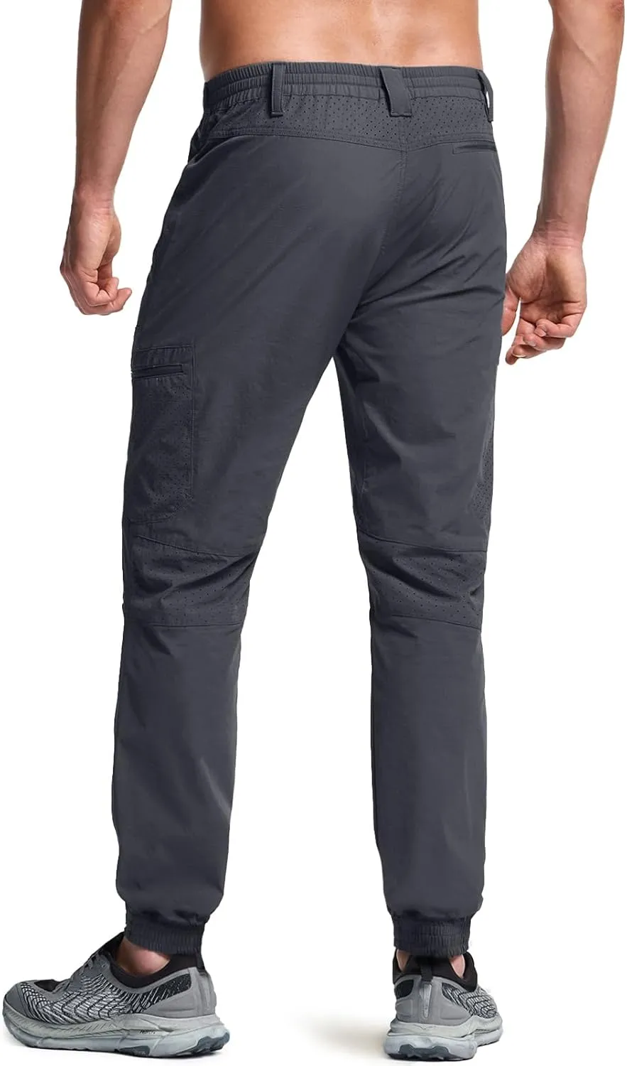 CQR Men's Lightweight Vent Hiking Pants, Water-Resistant & Breathable Sports Outdoor Athletic Pants with Elastic Waist