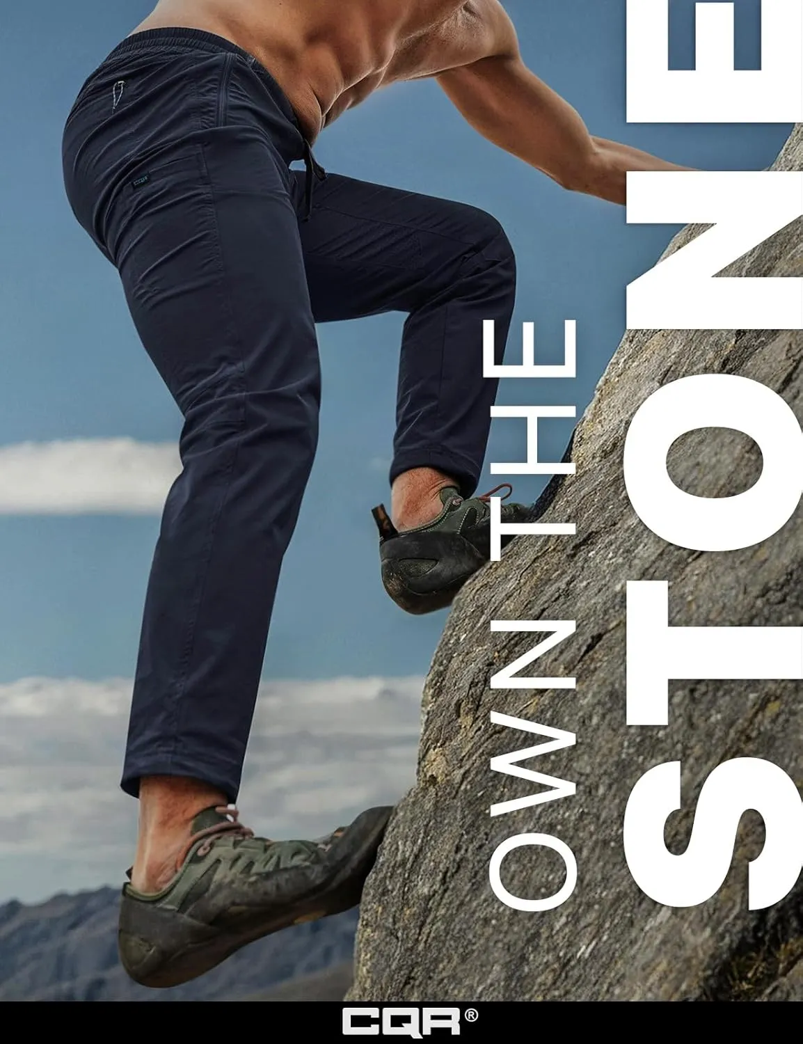 CQR Men's Lightweight Vent Hiking Pants, Water-Resistant & Breathable Sports Outdoor Athletic Pants with Elastic Waist