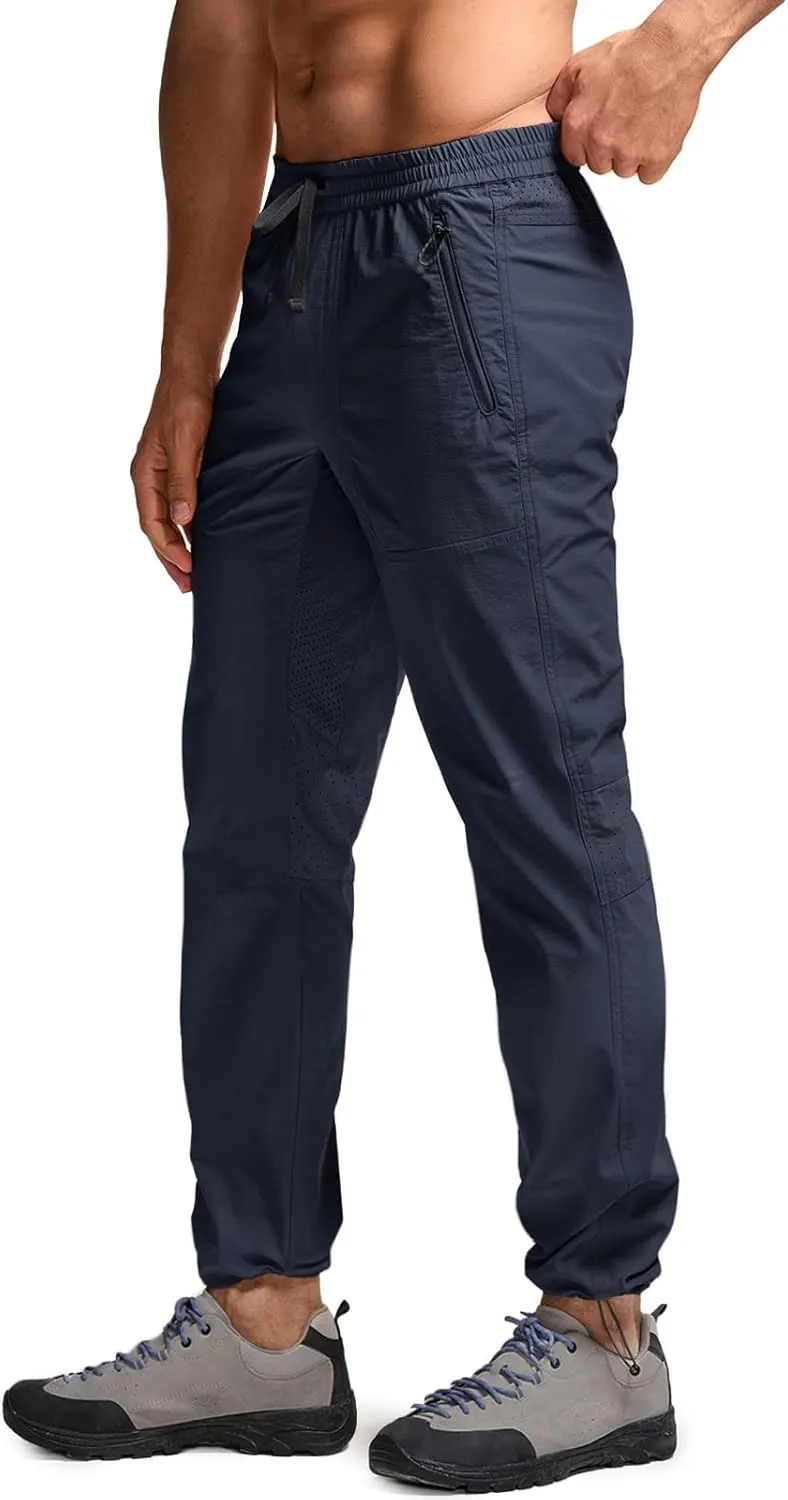 CQR Men's Lightweight Vent Hiking Pants, Water-Resistant & Breathable Sports Outdoor Athletic Pants with Elastic Waist