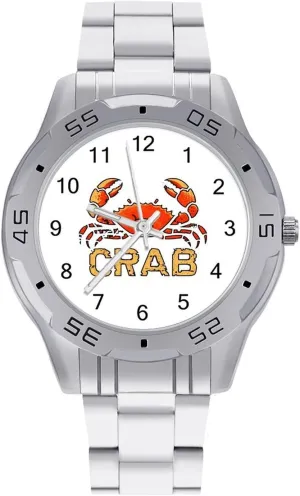 Crabs Cracking Simple Stainless Steel Band Business Watch Dress Wrist Unique Luxury Work Casual Waterproof Watches