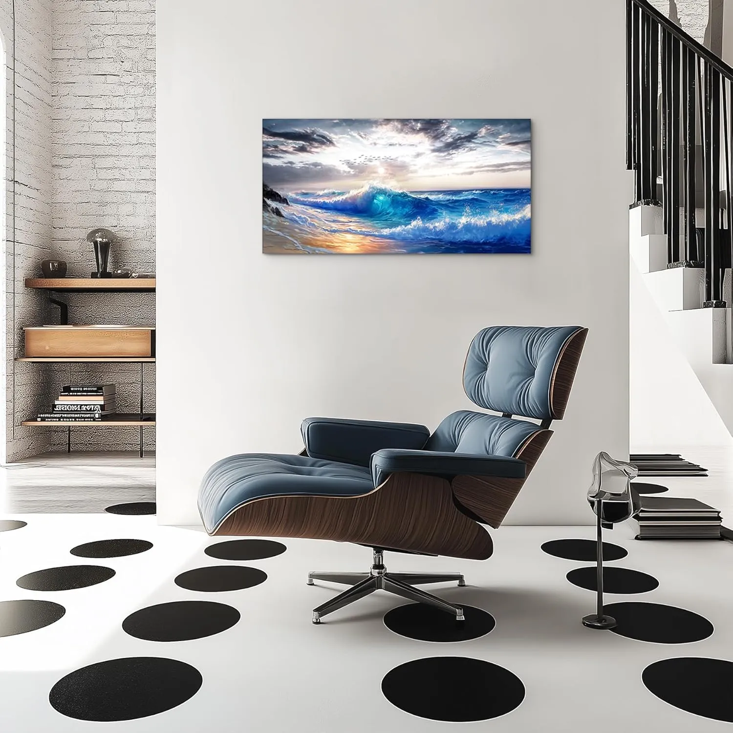 crmotu Ocean Wave Wall Art, Beach Landscape Large Artwork, Nature Coastal Scenic Paintings Canvas Prints, Seascape Pictures Wall Decor Living Room Bedroom Modern Office Decorations 20x40inch