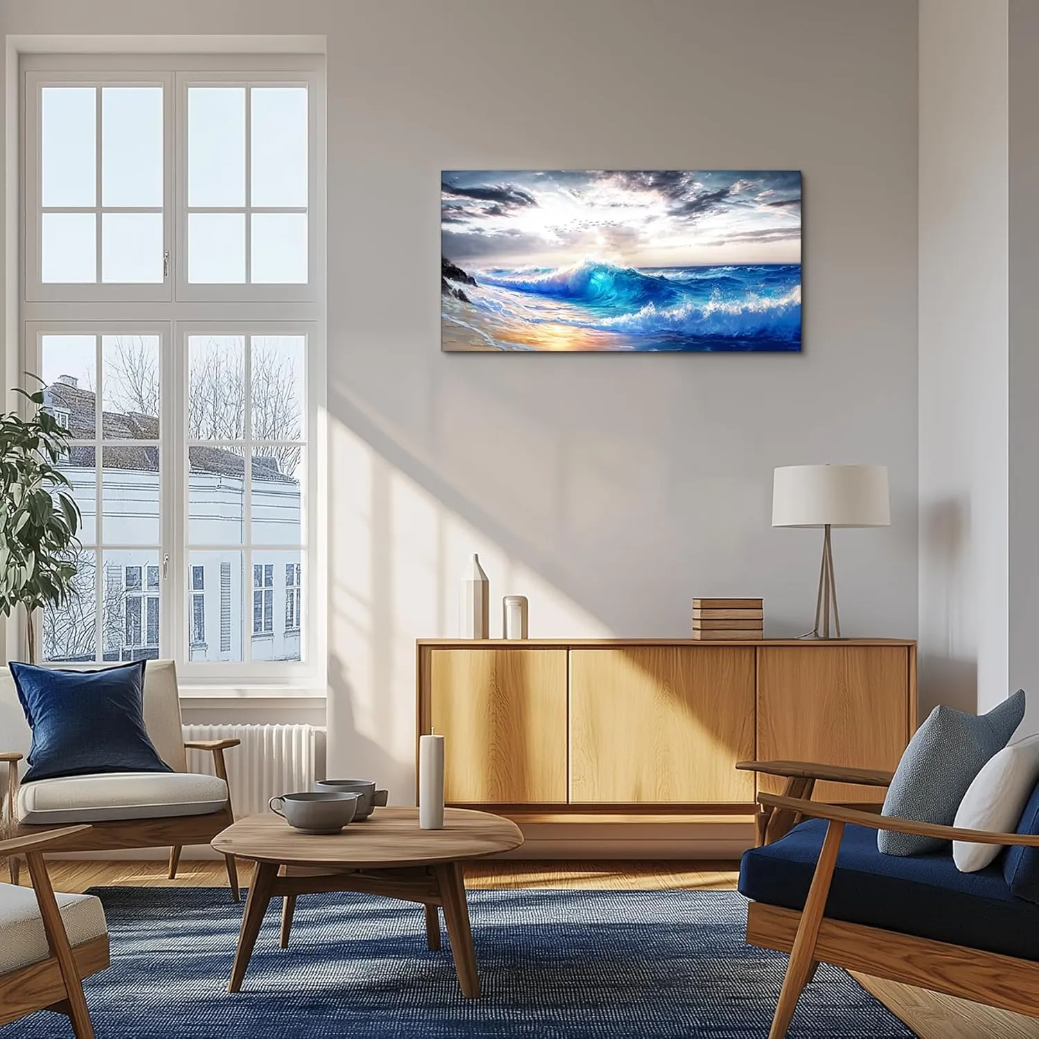 crmotu Ocean Wave Wall Art, Beach Landscape Large Artwork, Nature Coastal Scenic Paintings Canvas Prints, Seascape Pictures Wall Decor Living Room Bedroom Modern Office Decorations 20x40inch