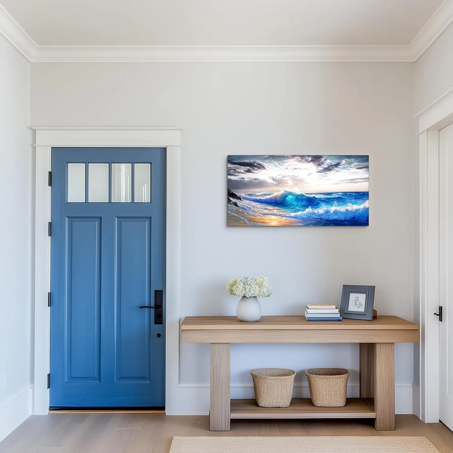 crmotu Ocean Wave Wall Art, Beach Landscape Large Artwork, Nature Coastal Scenic Paintings Canvas Prints, Seascape Pictures Wall Decor Living Room Bedroom Modern Office Decorations 20x40inch