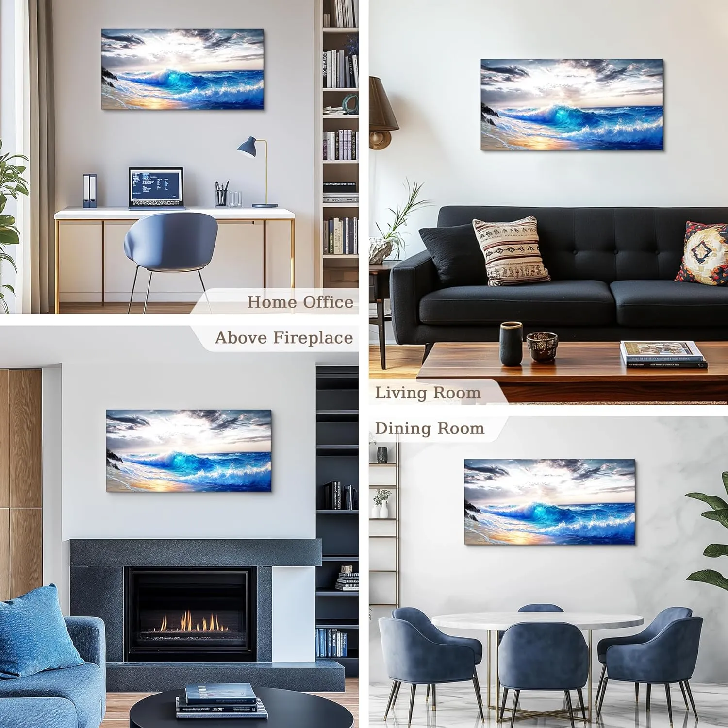 crmotu Ocean Wave Wall Art, Beach Landscape Large Artwork, Nature Coastal Scenic Paintings Canvas Prints, Seascape Pictures Wall Decor Living Room Bedroom Modern Office Decorations 20x40inch