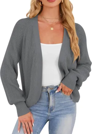 Cropped Cardigan Sweaters for Women Trendy Chunky Cable Knit Soft Cute Loose Sweaters Coats for Casual