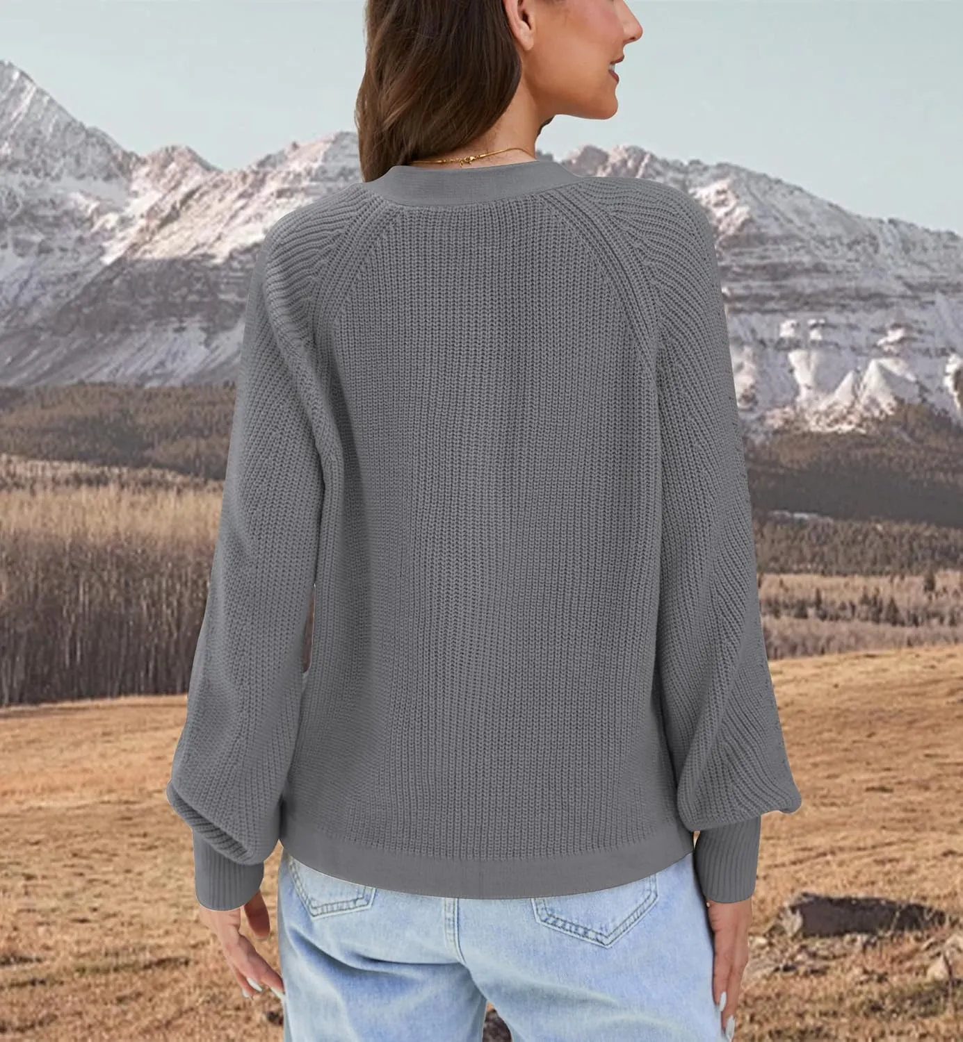 Cropped Cardigan Sweaters for Women Trendy Chunky Cable Knit Soft Cute Loose Sweaters Coats for Casual