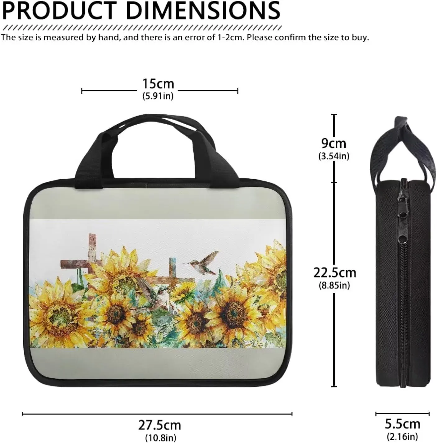 Cross Floral Pattern Bible Cover - Polyester Bible Cover Case for Women - Bible Carrier Small Bible Cover with Handle