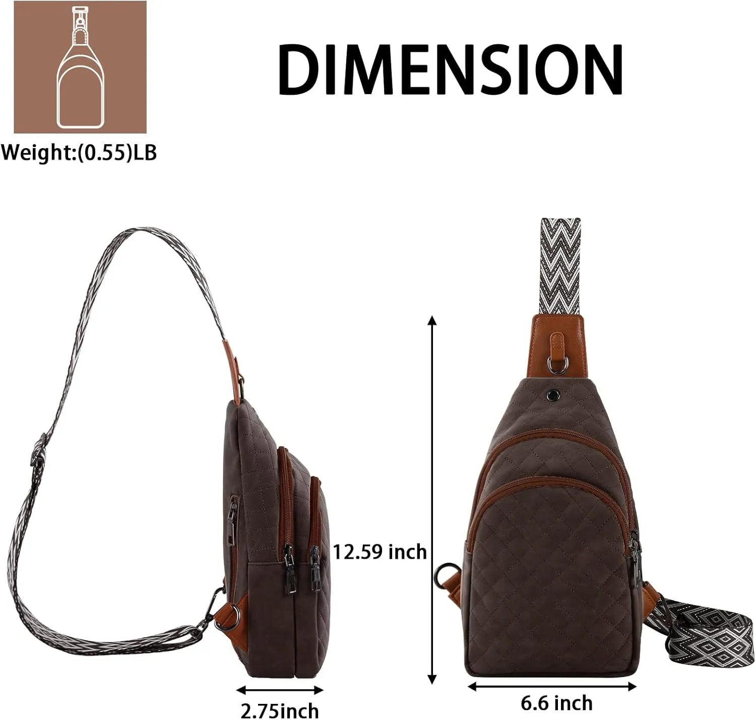 Crossbody Bag for Women Leather Small Sling Bag Fanny Pack Chest Bag for Travel Chest Pack Gifts