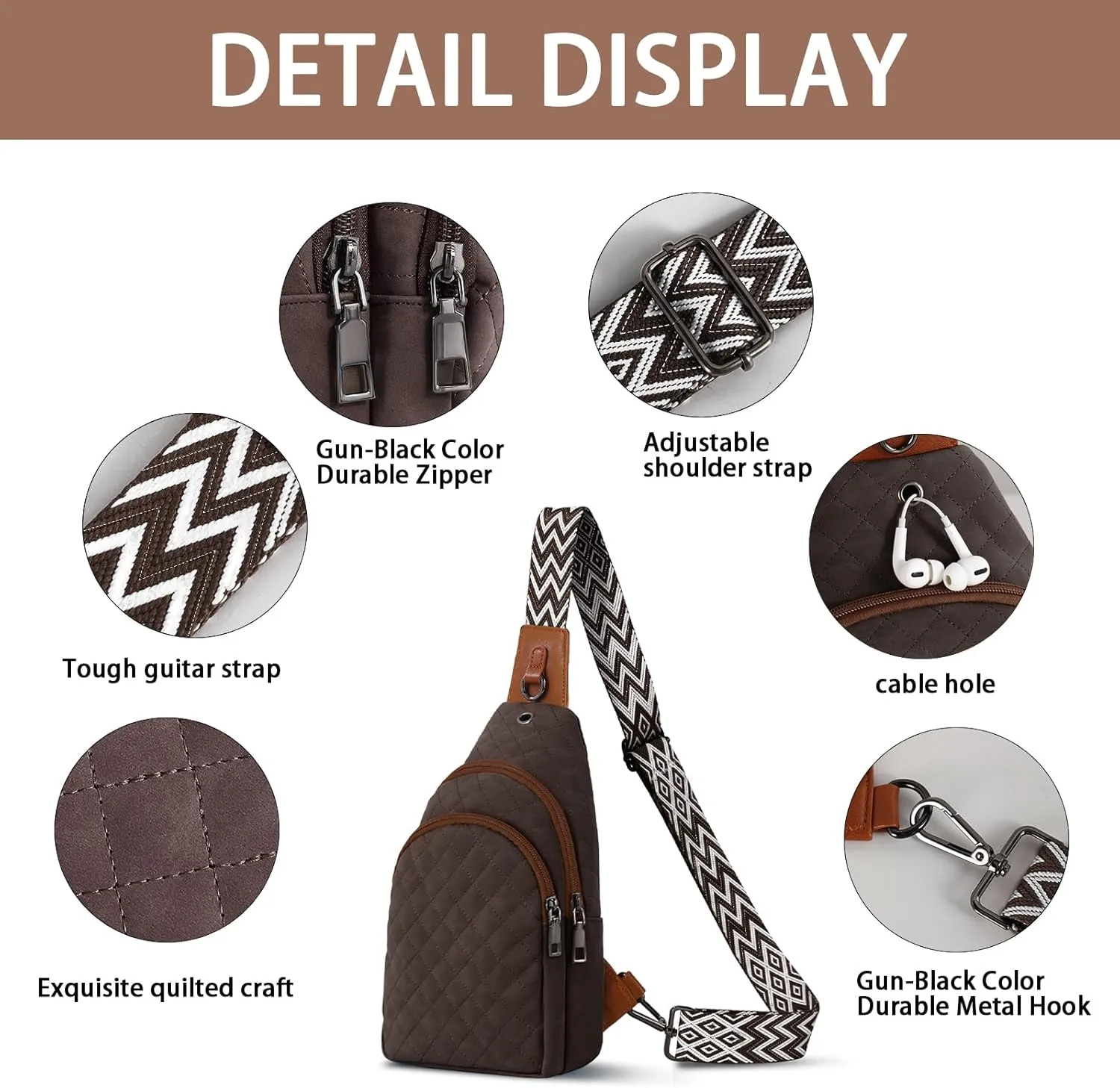 Crossbody Bag for Women Leather Small Sling Bag Fanny Pack Chest Bag for Travel Chest Pack Gifts