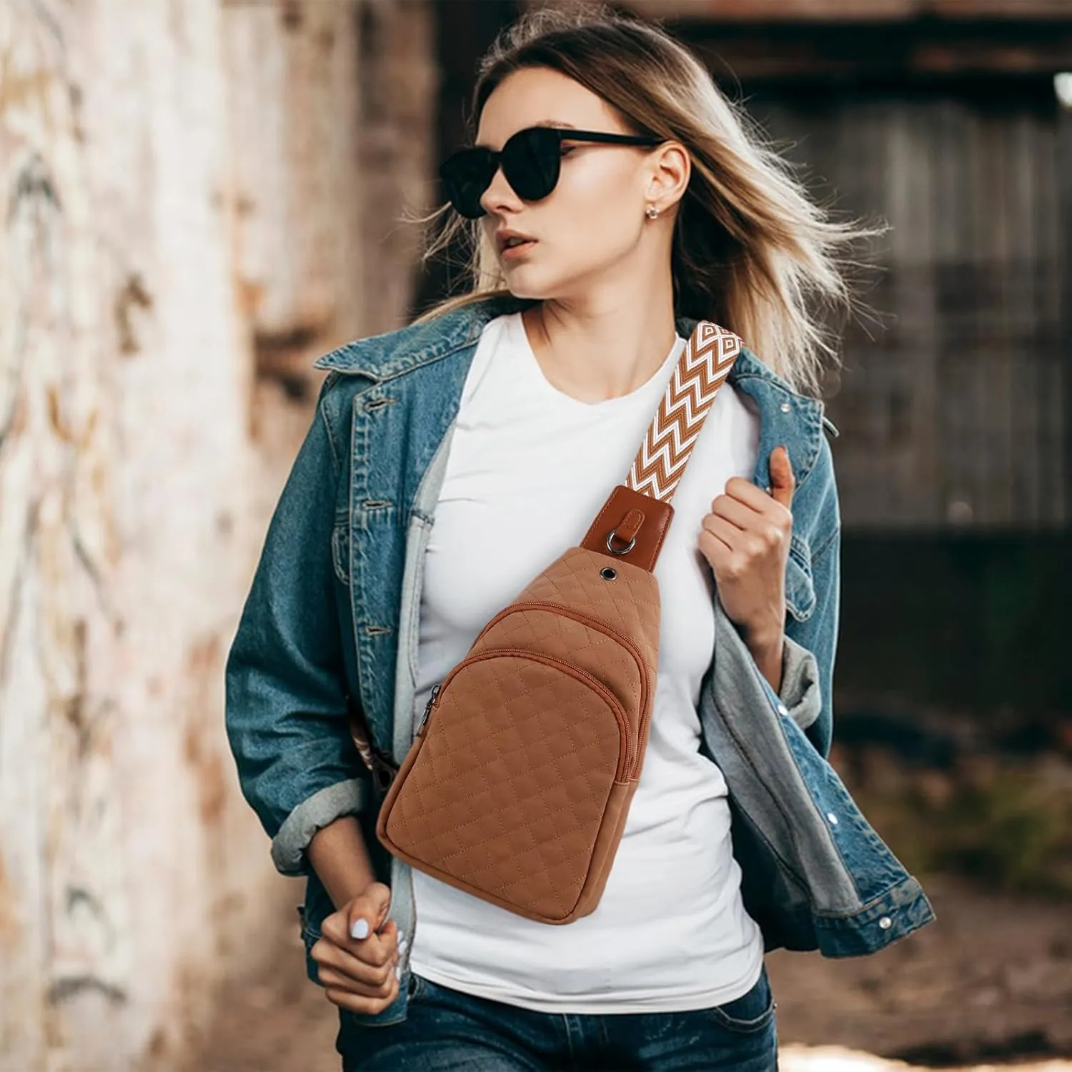 Crossbody Bag for Women Leather Small Sling Bag Fanny Pack Chest Bag for Travel Chest Pack Gifts