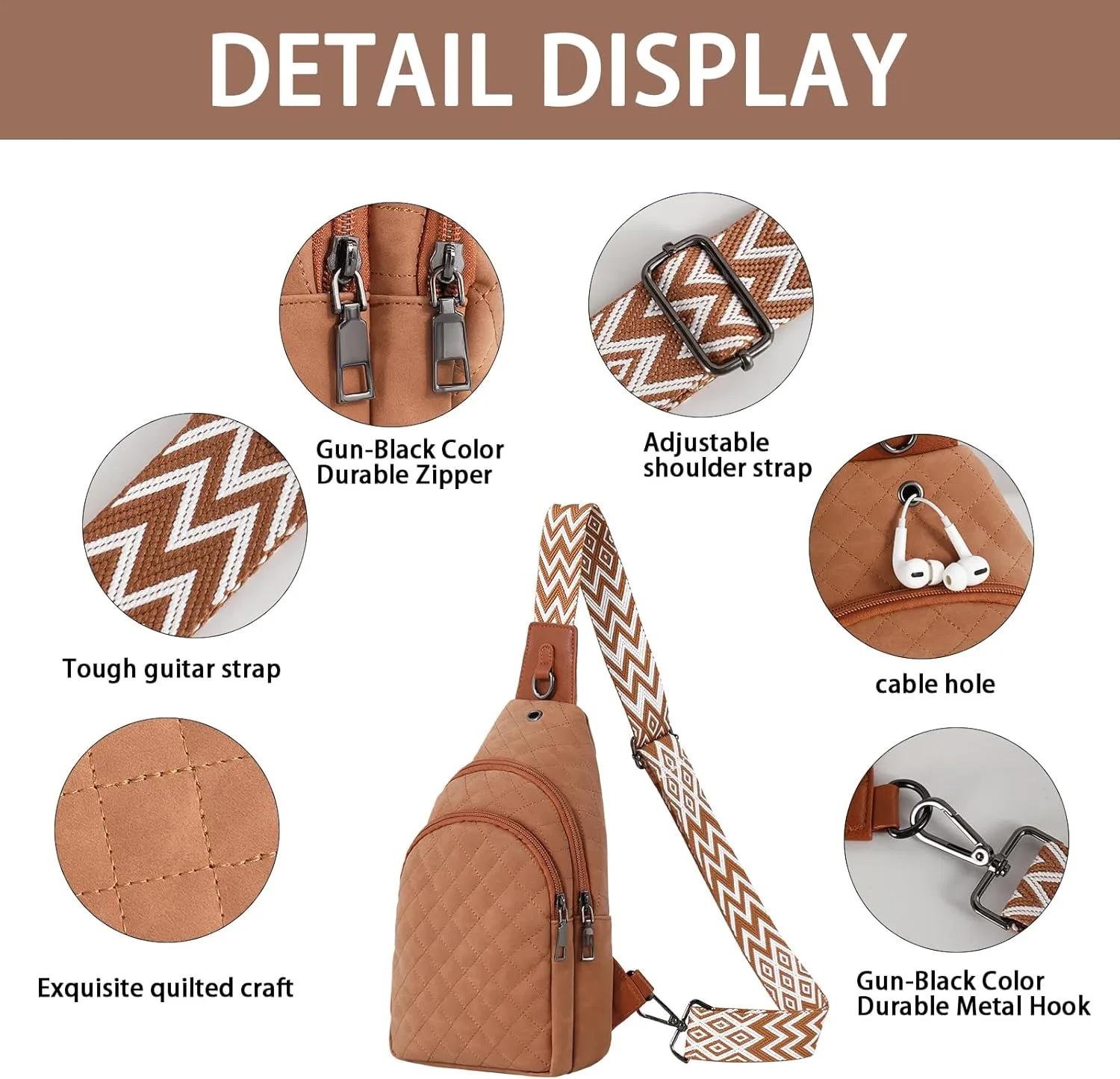 Crossbody Bag for Women Leather Small Sling Bag Fanny Pack Chest Bag for Travel Chest Pack Gifts